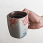 中国风复古陶瓷马克杯手绘茶杯大鱼咖啡杯创意手雕陶瓷杯子带勺-淘宝网