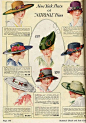 20世纪初女性帽子图鉴。 来自画片集 - 微博@北坤人素材