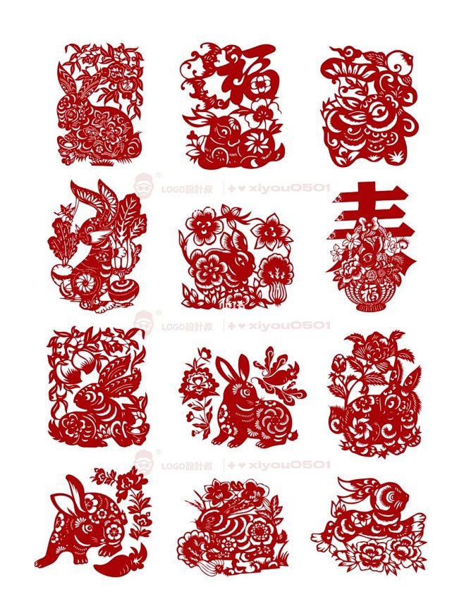 灵感采集兔年剪纸素材纹样中国风图案分享 ...