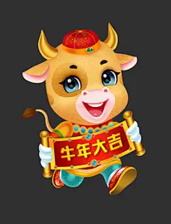 国潮牛插画,春节,节日素材,设计,汇图网www.huitu.com