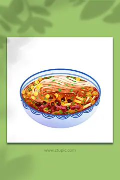 臊子面陕西西安美食元素插画