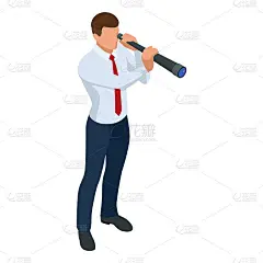 等距商人孤立就写。创造一个办公室职员的角色，卡通人物。业务人员。