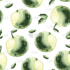 水彩苹果无缝图案。