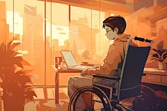 残疾人医疗公益扁平风插画