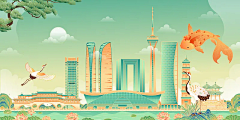 固态病体采集到建筑插画