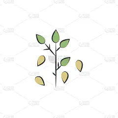 树叶落下彩色手绘图标。秋季元素的移动概念和web应用程序图标。手绘彩色落叶，可用于网页和移动