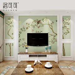 新中式电视背景墙壁画猴子摘桃壁纸无缝墙布客厅卧室背景墙壁定制-tmall.com天猫