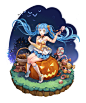 miku~ Happy Halloween!  Treat！Trick！！！「halloween」  Pixiv ID：65685141  mwwhxl（可放大）