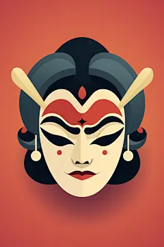 戏剧脸谱国粹花脸京剧面具脸谱插画