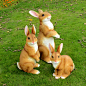 园林摆件花园庭院景观树脂动物田园摆设仿真兔子雕塑工艺品装饰品