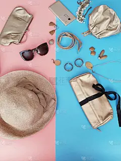 珠宝金制时装围巾手提包太阳镜盒化妆品盒夏季戒指耳环手镯金蓝色粉色黑色太阳镜女装饰物珊瑚促销海报套装