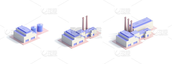 三维图形,工厂,建筑外部,白色,白色背景...
