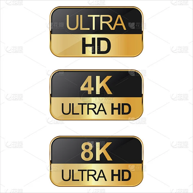 全高清4k 8K和超高清图标集合素材-花瓣网