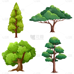绿色的手绘树木清新元素