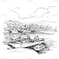拖捞船,游艇码头,意大利,拉斯佩济亚,利古里亚大区,全景,计划书,船,城市生活,渔业