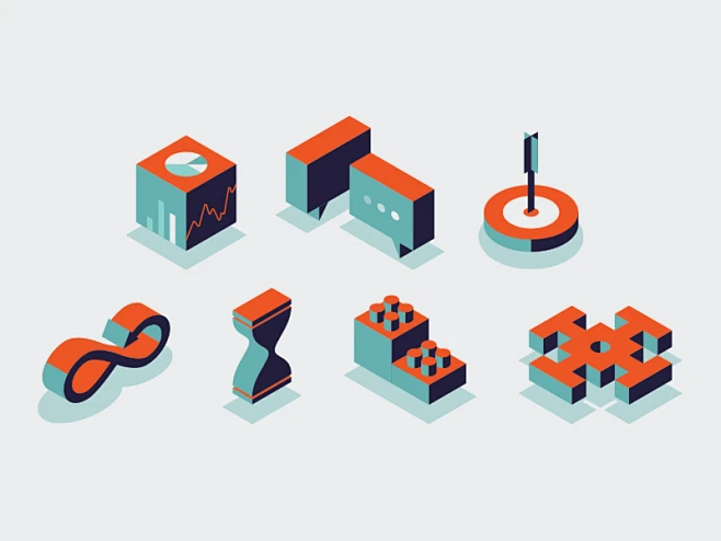 Isometric Icons立体场景插画#立体##几何##插画#-花瓣网