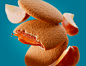Biscuit filled with jam flying around.