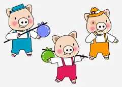 三只小猪免抠素材_元小素 https://iipng.com 三只小猪 六一 卡通小猪 插画
