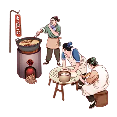 麻花制作传统美食手工艺素材插画