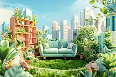 微立体家居电商店铺户外场景