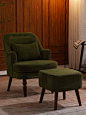 美式单人沙发复古简约实木家用客厅公寓阳台灯芯绒布艺懒人沙发椅