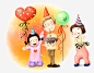 卡通手绘过生日的孩子高清素材 创意 动漫动画 卡通手绘 开心的孩子 气球 简约 蛋糕 免抠png 设计图片 免费下载