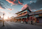 山西省大同市古城墙夕阳图片素材