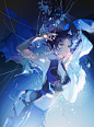 动漫 2000x2705 动漫 女孩 动漫 夜兰 （Genshin Impact） Genshin Impact 微笑的蓝头发蓝眼睛看着观众腋窝 肖像显示 水滴 短发 痣 乳房上的痣