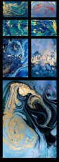 高清大图大理石纹理背景鎏金蓝色JPG设计素材底纹水彩渲染装饰画-淘宝网