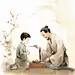 私塾中国风水墨古风教师节老师学生人物插画