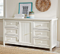 Beadboard 6-Drawer Wide Dresser