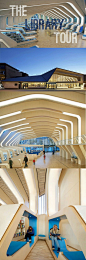 「挪威」文讷斯拉图书馆--位于挪威的西阿格德尔郡，由斯塔万格市的海伦哈德公司设计，据说灵感来源于鲸。2011年建成，曾获得了多项建筑奖。这所现代风格的建筑十分具有艺术气息，你站在外面都可以感受到图书馆内部的层次感。