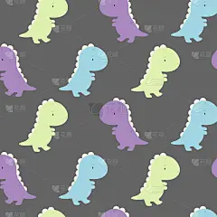 向量无缝模式与可爱的恐龙。用于贺卡，海报，横幅，书籍，印刷在包装上，印刷在衣服，织物，壁纸上。