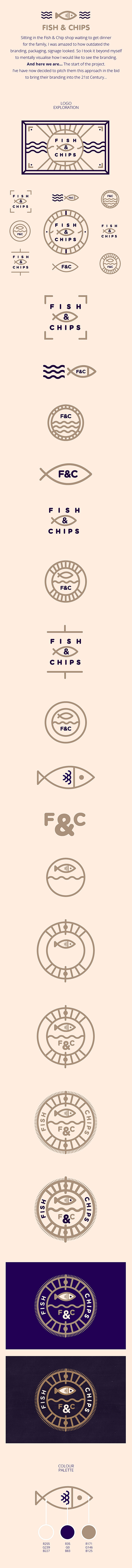 鱼和薯条店品牌设计/鱼标志/餐厅logo...