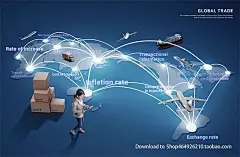 物流贸易海报科技地球运输交通飞机世界地图快递行业PSD分层素材-淘宝网