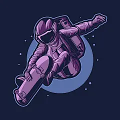 滑板宇航员太空人插画矢量图设计素材