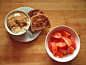 plain soy yogurt with ground flax seed, cranberry muitigrain toast, cara cara oranges and grapefruit segments
