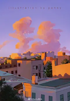 夕阳无限好！#每日一画#插画超话#手绘插画##画画##色彩# 2广州 ​​​​