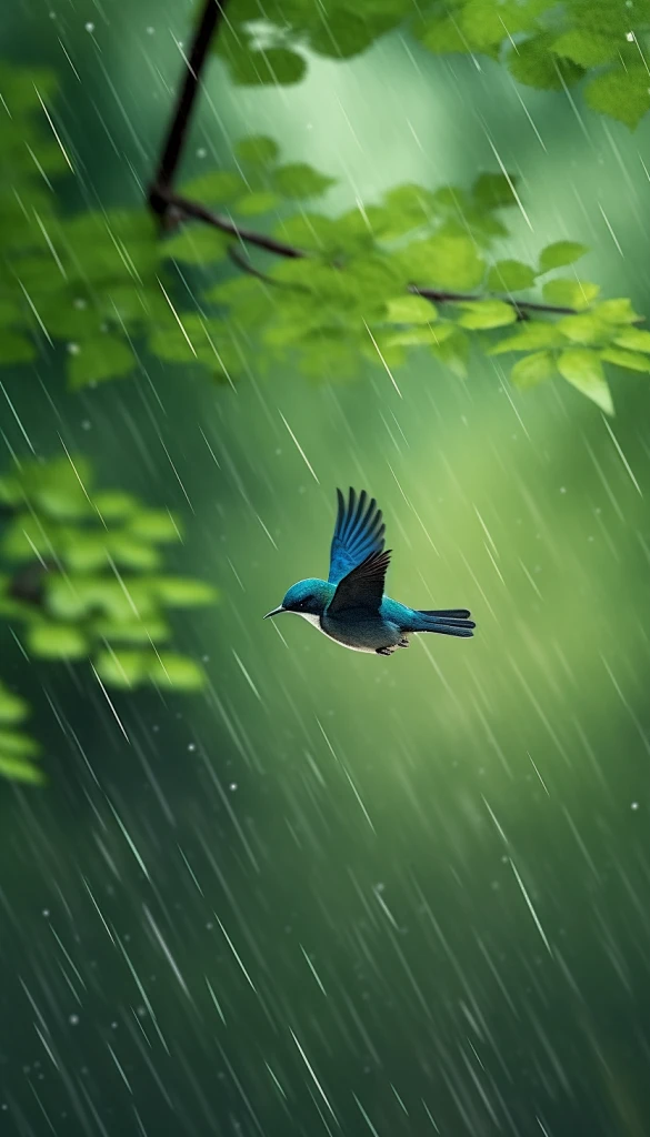 雨中小鸟蜂鸟飞翔二十四节气谷雨摄影图-花瓣网