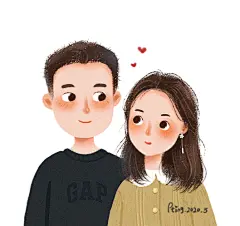 情人节 情侣 手绘 人物 插画