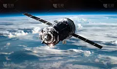 地球轨道上的宇宙飞船。背景上的黑色空间。由NASA提供的图像元素