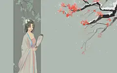 唯美古风女孩手绘插画海报
