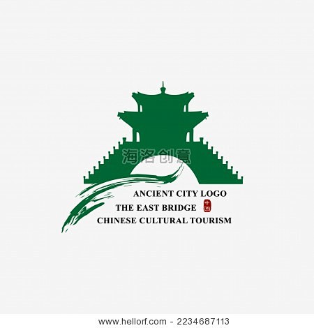 中国古典建筑风雨桥楼 标志logo素材
