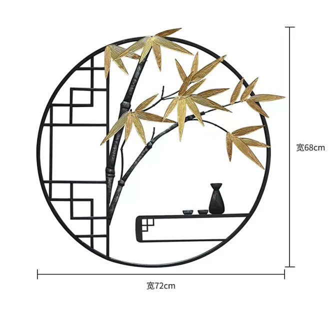 新中式铁艺挂饰银杏叶树壁挂客厅餐厅墙壁装...