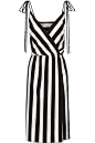 Marc Jacobs - 围裹效果条纹绉纱连衣裙 : 黑色和白色绉纱
 套头款
 63% 三醋酸纤维，37% 涤纶
 手洗