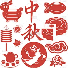 秋天,传统节日,计算机图标,中间,概念,中秋节,水灯节,月饼,桃花,杨桃
