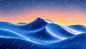 Abstract blue wave like landscape with a pink and yellow sky