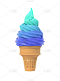 冰淇淋,冰冻酸奶,冰淇淋蛋卷,多色的,垂直画幅,留白,绘画插图,奶油,夏天,计算机制图