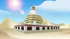 中国风古代建筑城楼城墙鼓楼古镇凉亭古塔复古psd插画海报模板