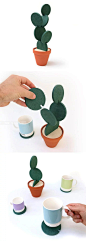 设计师Clive Roddy设计的Cacti Coasters是一款巧妙的方式，可以在您的杯垫不使用时存放它们。 -大作